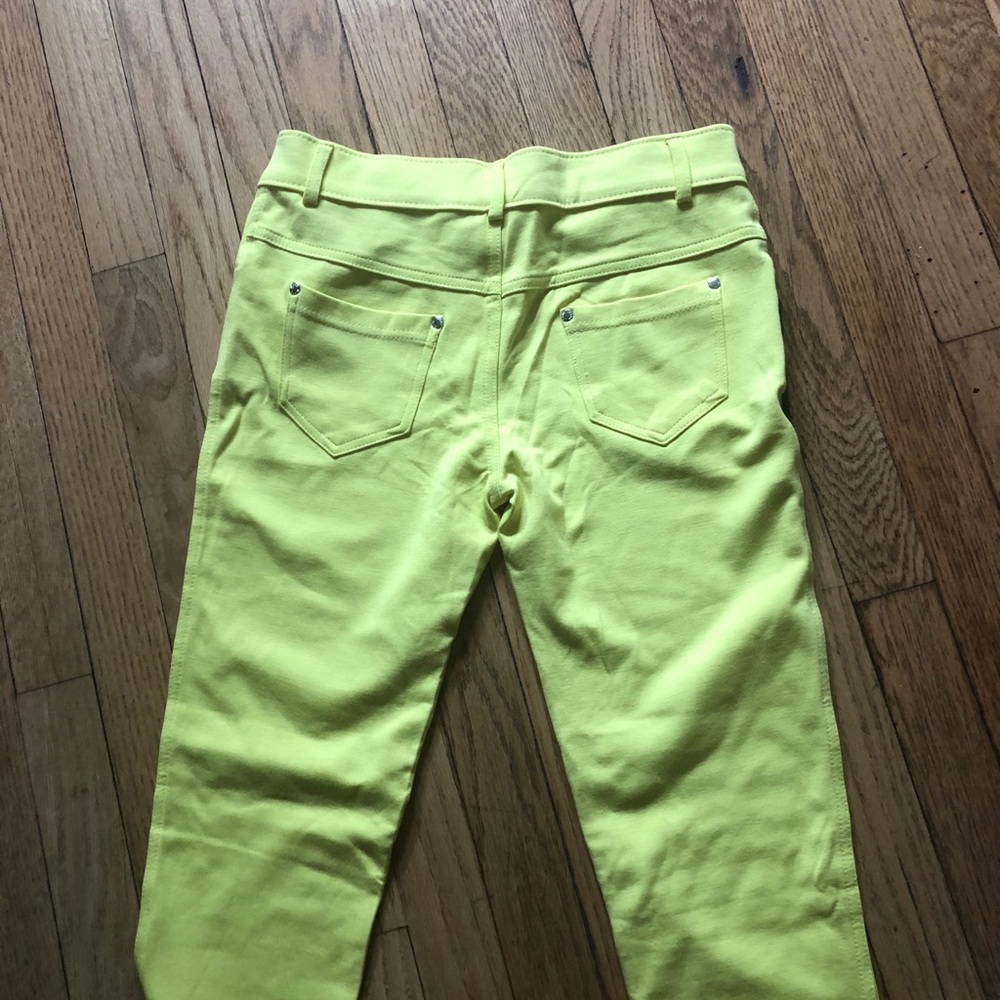 NWT bright yellow stretchy jeans. SZ L - Picture 3 of 6